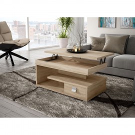 Mesa de centro redonda pequeña, mesas de centro blancas modernas para sala  de estar, mesa central para espacios pequeños, mesas auxiliares de madera